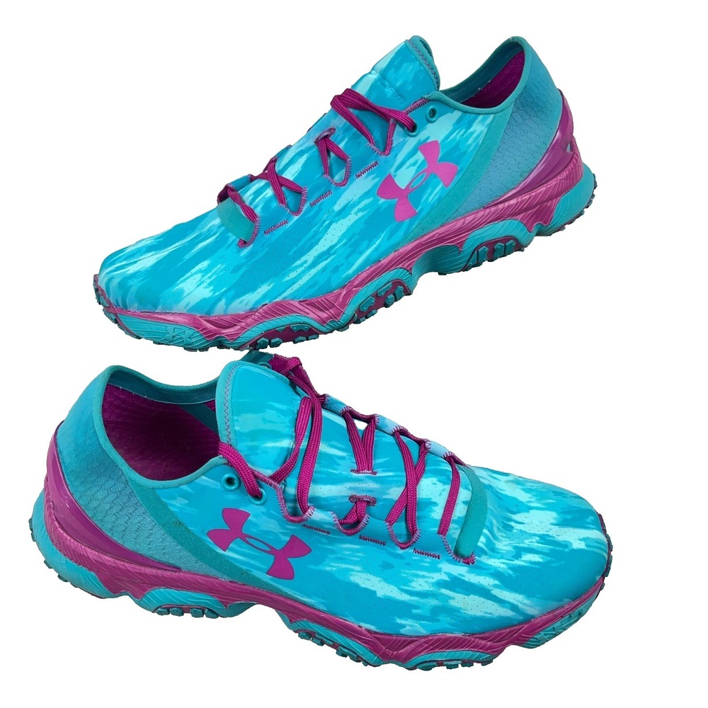 Under Armour SpeedForm XC Womens 10 Trail Running Shoes Teal Pink 1246734-400